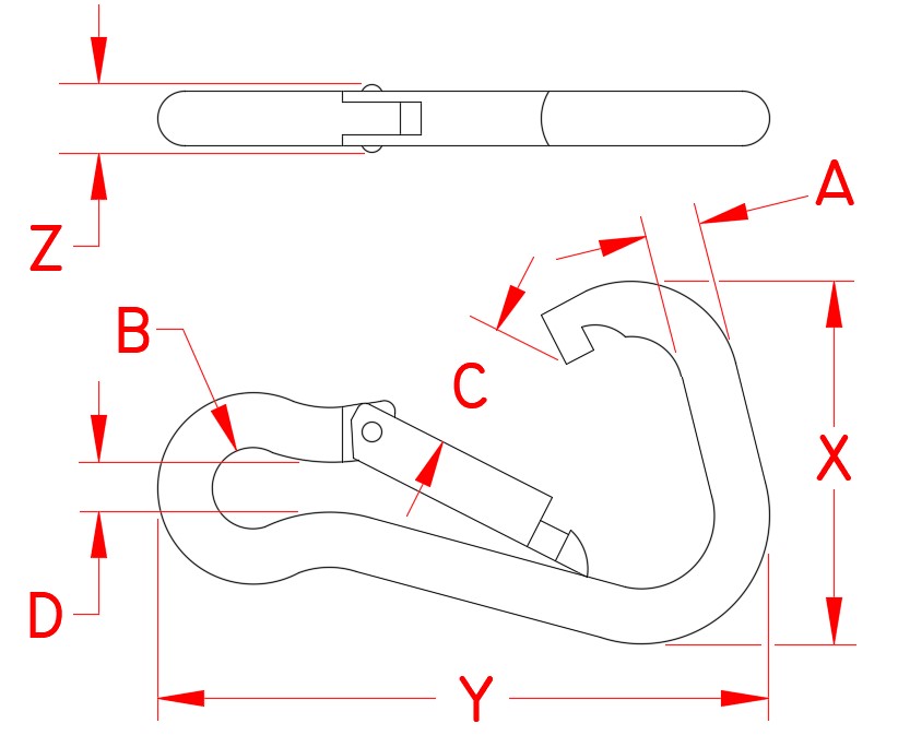 Stainless Steel Wide Asymmetrical Clip, S0195-0100, S0195-0120, Line Drawing